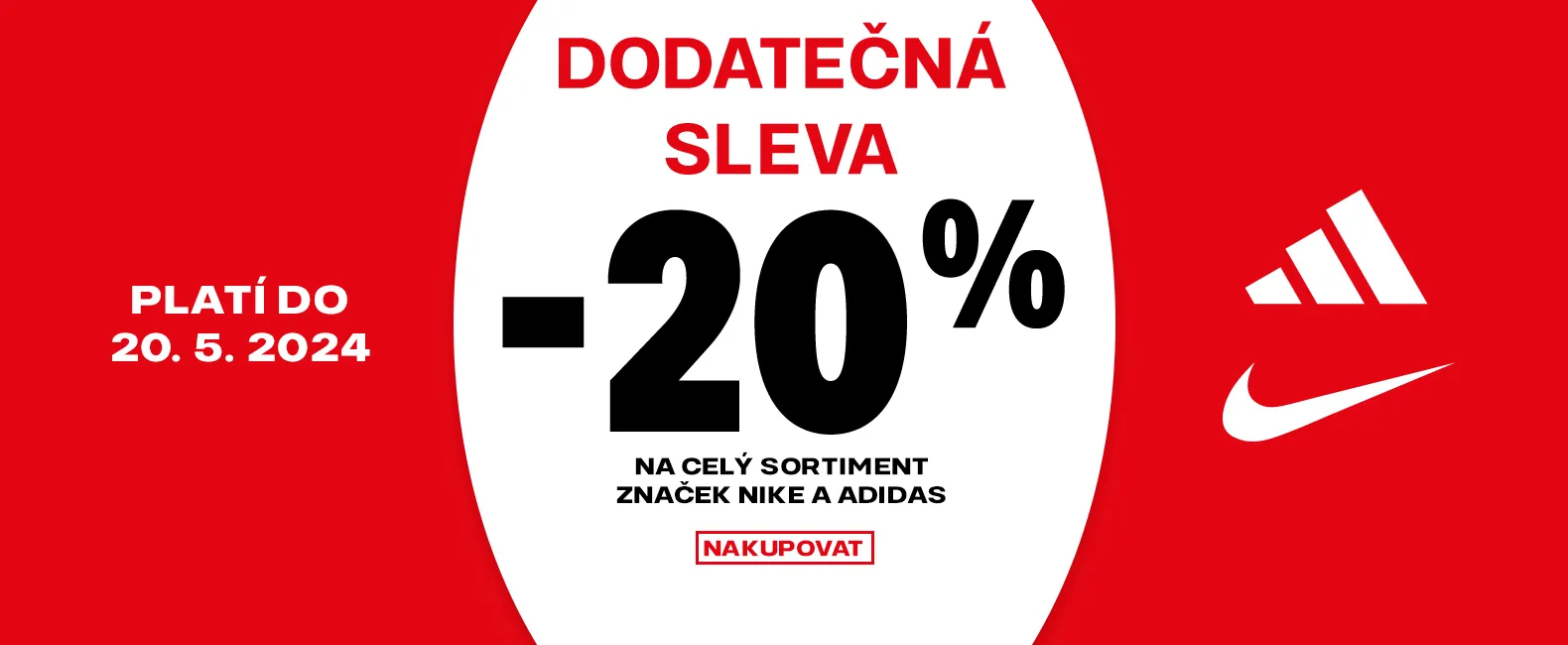 Nike a adidas -20 %